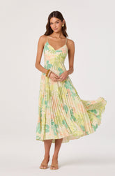 Blythe Floral Plisse Midi Dress