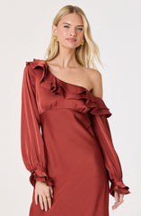 Coraline Off-Shoulder Satin Maxi Dress