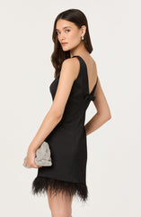 Alisanne Feather Trim Mini Dress