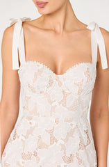 Donne Floral Lace Corset Midi Dress