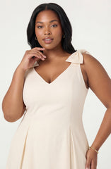 Joleena Linen Bow-Strap Midi Dress