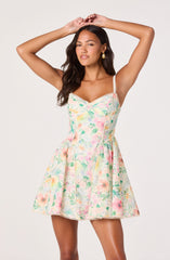 Birdie Floral Eyelet Sweetheart Mini Dress