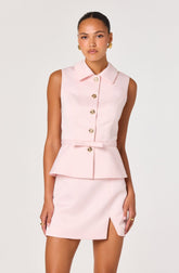 Jamia Peplum Button-Front Mini Dress
