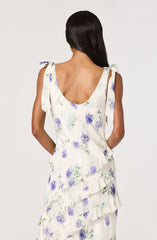 Fen Floral Tie-Strap Ruffle Midi Dress