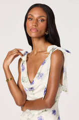Fen Floral Tie-Strap Ruffle Midi Dress