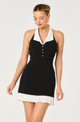 Casandra Collared Halter Faux-Layer Mini Dress
