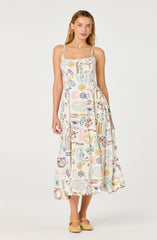 Ansley Novelty Print Linen Midi Dress