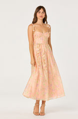 Halcyon Floral 3D Flower Appliqu茅 Midi Dress