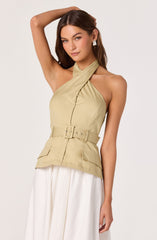 Aleda Faux Two-Piece Belted Midi Dress