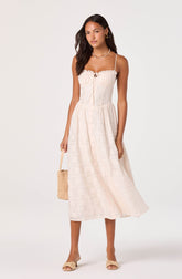 Aubrey Eyelet Embroidered Sweetheart Midi Dress