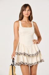 Jaelynn Embroidered Linen Mini Dress
