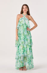 Daiga Floral Halter Tiered Dress