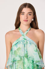 Daiga Floral Halter Tiered Dress