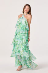 Daiga Floral Halter Tiered Dress
