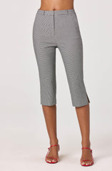 Cardin Houndstooth High-Rise Capri Pants