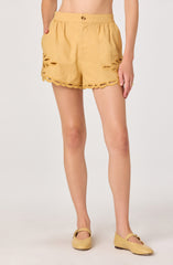 Joellyn Embroidered Cutwork Linen Shorts