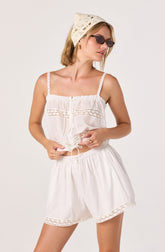Abrielle Lace Trim High-Rise Shorts