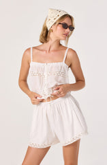 Abrielle Lace Trim High-Rise Shorts