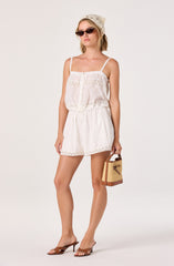 Abrielle Lace Trim High-Rise Shorts