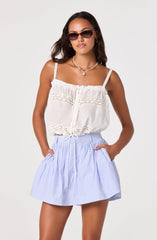 Barbara Stripe High-Rise Gathered Skort