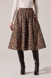 Andolina Pleated Leopard Midi Skirt