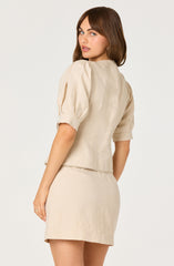 Cailey Crochet Trim Button-Front Mini Skirt