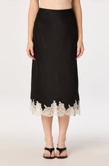 Blossom Lace Hem Midi Skirt