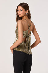 Blythe Metallic Plisse Top