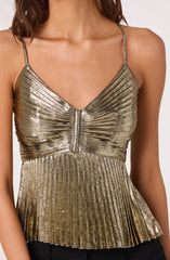 Blythe Metallic Plisse Top