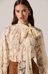 Cinthia Lace Bow Tie Top