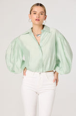 Cordey Collared Balloon Sleeve Poet Top