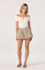 Alba Off-Shoulder Hardware Knit Top