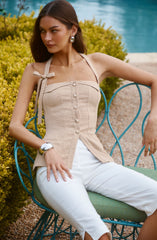 Cithara Checker Longline Halter Vest Top