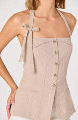 Cithara Checker Longline Halter Vest Top