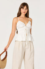 Fabiola Tie-Front Peplum Top