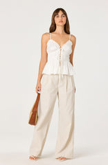 Fabiola Tie-Front Peplum Top