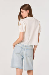 Eider Embroidered Cutwork Tie-Front Top