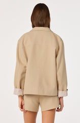 Beron Utility Jacket with Plaid Trim