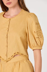 Joellyn Embroidered Puff Sleeve Top