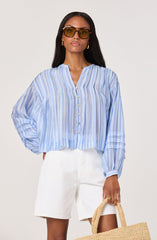 Ericka Striped Balloon Sleeve Blouse