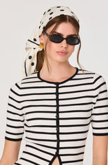 Henrie Striped Ribbed Short-Sleeve Cardigan