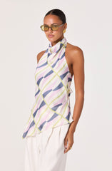 Bristol Print Cowl-Neck Halter Top