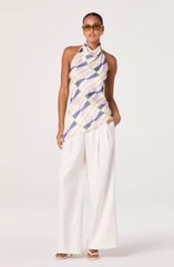 Bristol Print Cowl-Neck Halter Top