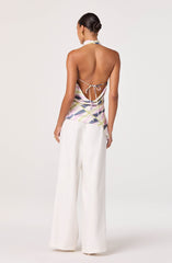 Bristol Print Cowl-Neck Halter Top