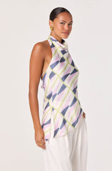 Bristol Print Cowl-Neck Halter Top