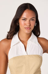 Aleda Belted Collared Halter Top