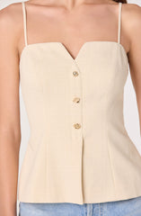 Britta Button-Front Spaghetti Strap Top