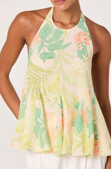Belen Tropical Print Halter Top
