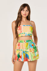 Enya Print Linen Crop Tank