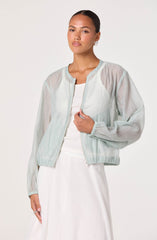 Aeva Sheer Chiffon Bomber Jacket